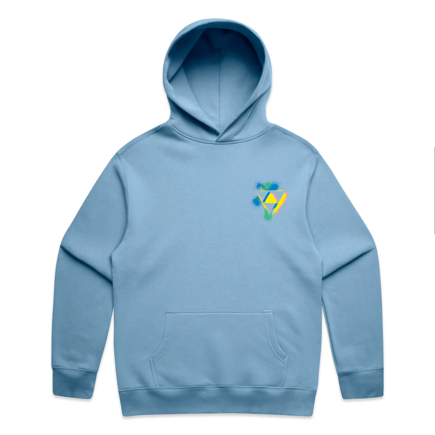 Carolina Blue Relax Hood, front: triangle logo on the chest.