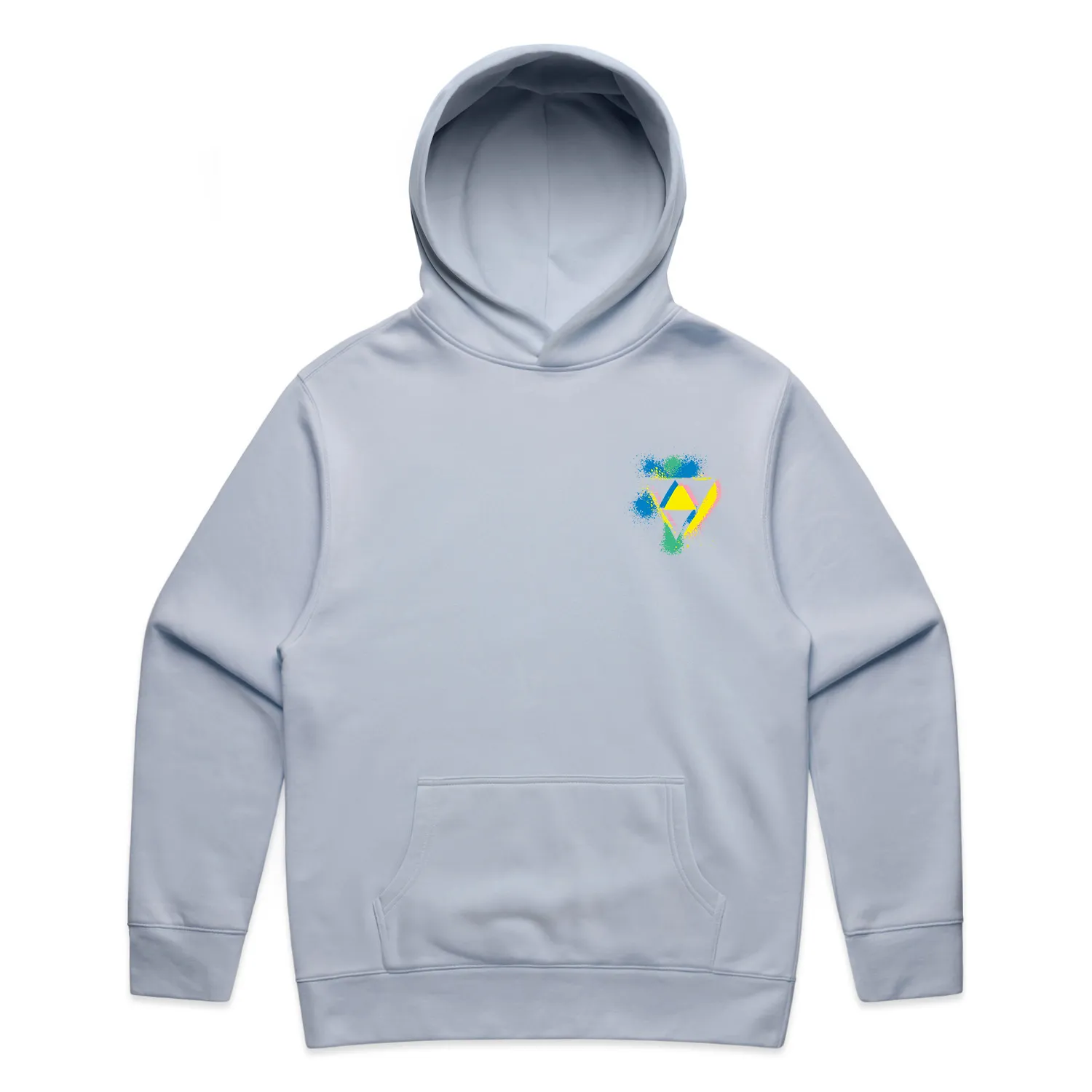 Powder Relax Hood, front: triangle logo on the chest.