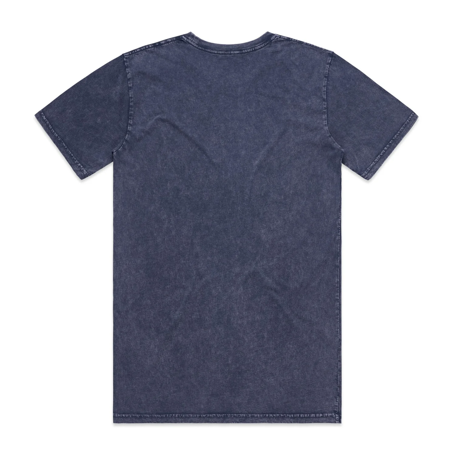 Blue stone wash tee, back view.